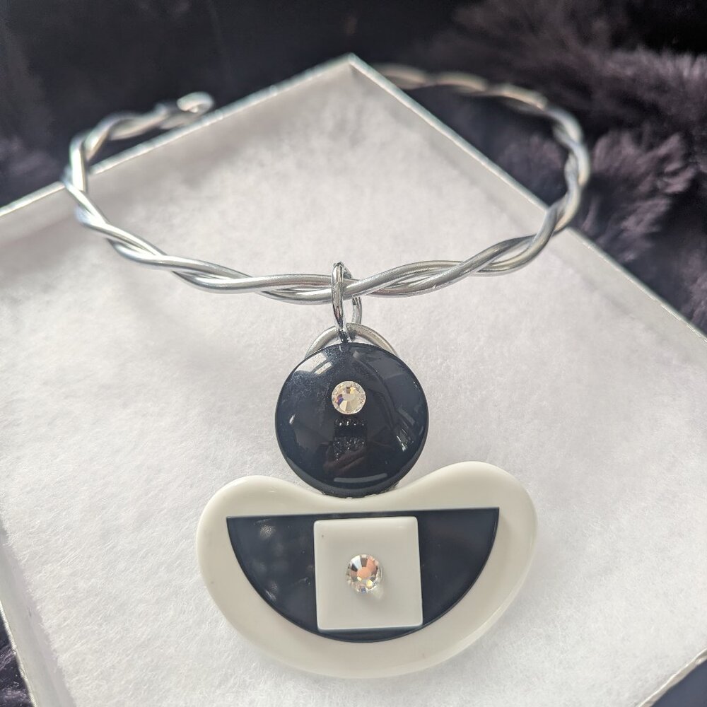 Jeff Lieb Black & White Crystal Enhanced Necklace